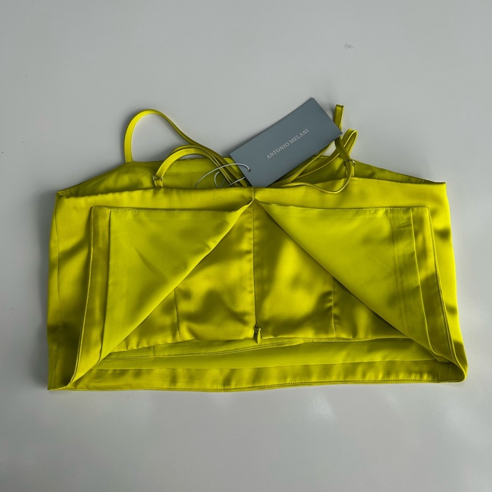 ANTONIO MELANI Neon Yellow Satin Top size 0 (I) - Picture 3 of 8